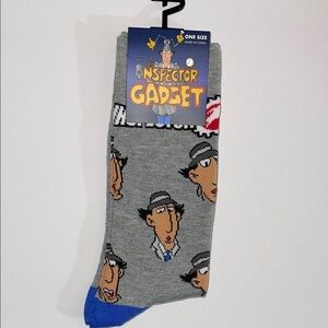 Inspector Gadget Retro Cartoon Gray and Blue Men's Novelty Socks NWT